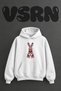 Vyshyvanka Tavsan Design Pre-Printed Oversize White Hooded Sweatshirt