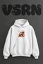 Dumbbell Fire Design Pre-Printed Oversize White Hooded Sweatshirt