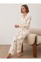 Women's White Shirt Collar Long Sleeve Pajama Set - 4