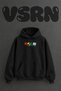 Guitar Picks Design Pre-Printed Oversize Black Hooded Sweatshirt