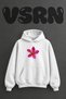 Saffron Flower Design Pre-Printed Oversize White Hooded Sweatshirt