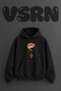 Brain Heart_1 Design Pre-Printed Oversize Black Hooded Sweatshirt