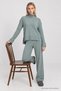 Turtleneck Top and Bottom Knitwear Set Las0011 Mint Green