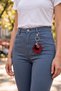 Flower Charm Burgundy Hand Knitted Bag Ornament - 3