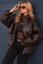 Zr Model Bitter Brown Oversize Stand Collar Leather Jacket