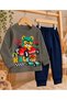 Baby Boy 100% Cotton Racing Car and Cute Teddy Bear Printed Long Sleeve Top and Bottom 2-Piece Set - 4