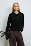 Zendaya Wool Blend Buttoned Crew Neck Cardigan Black - 4