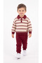Line Printed Collar Detailed Baby Boy Top and Bottom Set - 3