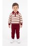 Line Printed Collar Detailed Baby Boy Top and Bottom Set