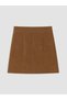 Brown Velvet A-Line Mini Skirt - 2