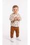 Alphabet Patterned Baby Boy Top and Bottom Set with Teddy Bear, 3-Piece Set