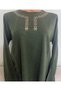 Er Clothing Winter Cotton Combed Cotton Blouse Long-Sleeve O-Neck Long-Sleeve Embroidery Green - 7