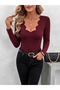Women's long sleeve laser cut wave collar diver blouse - 2