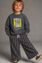 Boys' 3-Yarn Fabric Leopard Print Sweatshirt and Striped Bottom Top Set - 2