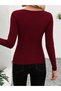 Women's long sleeve laser cut wave collar diver blouse - 3