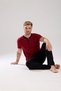Men's Burgundy Button Collar Short Sleeve Pajama Set - 5