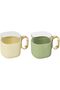 Hollow Handle Mouthwash Cup and Toothbrush Holder Set,2-Piece Toothpaste Organizer for Bathroom,Green and Beige