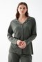 Women's Khaki Buttoned Cotton Pajama Set - 2
