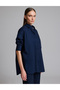 Navy Blue Oversize Long Sleeve Shirt 50328628-Vr033 - 4