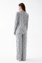 Women's Gray Patterned Buttoned Cotton Pajama Set - 6