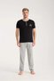Men's Black Button Collar Short Sleeve Pajama Set