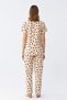 Women's Cream Color Heart Patterned Front Buttoned Pajama Set - 5