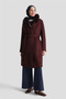 Fur Wool Cashmere Coat Burgundy - 2