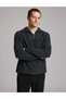 Anthracite Melange Regular Fit Zippered High Collar Knitwear Sweater 50330184-Vr081