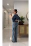 Rando Light Blue Snow Wash Belted Wide Leg Jeans - 6