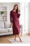 Women's Viscose Nightgown Long Sleeve Lace Detailed Below Knee Stylish Homewear 39-41 - 4