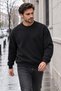 Men's Black Thessaloniki Fabric Crew Neck Sweatshirt - 4