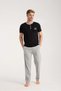 Men's Black Button Collar Short Sleeve Pajama Set - 2