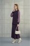 Crew Neck Sleeves Silk Cupra Snap Fastener Side Slit Tunic and Skirt Mercerized Fabric Two-Piece Set - 4