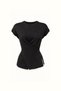 Button Detail Asymmetrical Black Knitwear Blouse