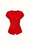 Button Detail Asymmetrical Red Knitwear Blouse