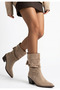 Kode Beige Suede Heeled Bellows Boots - 2