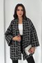 Women's Black Houndstooth Patterned Loose Kimono - 3