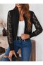Women's Long Sleeve Modal Jacket with Tulle Sleeve Detail and Front Zipper - 3