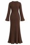 Brown Button Detailed Long Dress - 1725 - 2