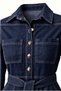 Navy Blue Bell Denim Dress with Stitching Detail - 6