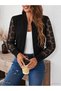 Women's Long Sleeve Modal Jacket with Tulle Sleeve Detail and Front Zipper