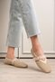 Ponti Beige Leather Straw Detailed Ballerina Shoes - 3