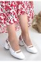 Jecci White Skin Heeled Shoes