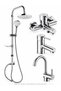 Espina Bathroom Sink Kitchen Faucet Dst19-2 Round Rain Shower System Set of 4 Chrome