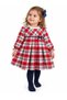 Baby Girl Red Plaid Print Long Sleeve Ruffle Collar Dress