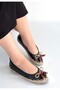Ilwe Black Leather Ballerina Shoes - 2