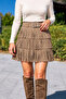 Camel Tasseled Short Skirt