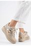 Geja Beige Leather Laced Sports Shoes - 2