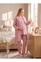 New Season Powder Jacquard Shawl Collar Winter Buttoned Design Long Sleeve Maternity Pajama Set 3-Piece Set