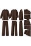 Mira Shoulder Buttoned Oversize Modal Trousers Suit Brown - 8